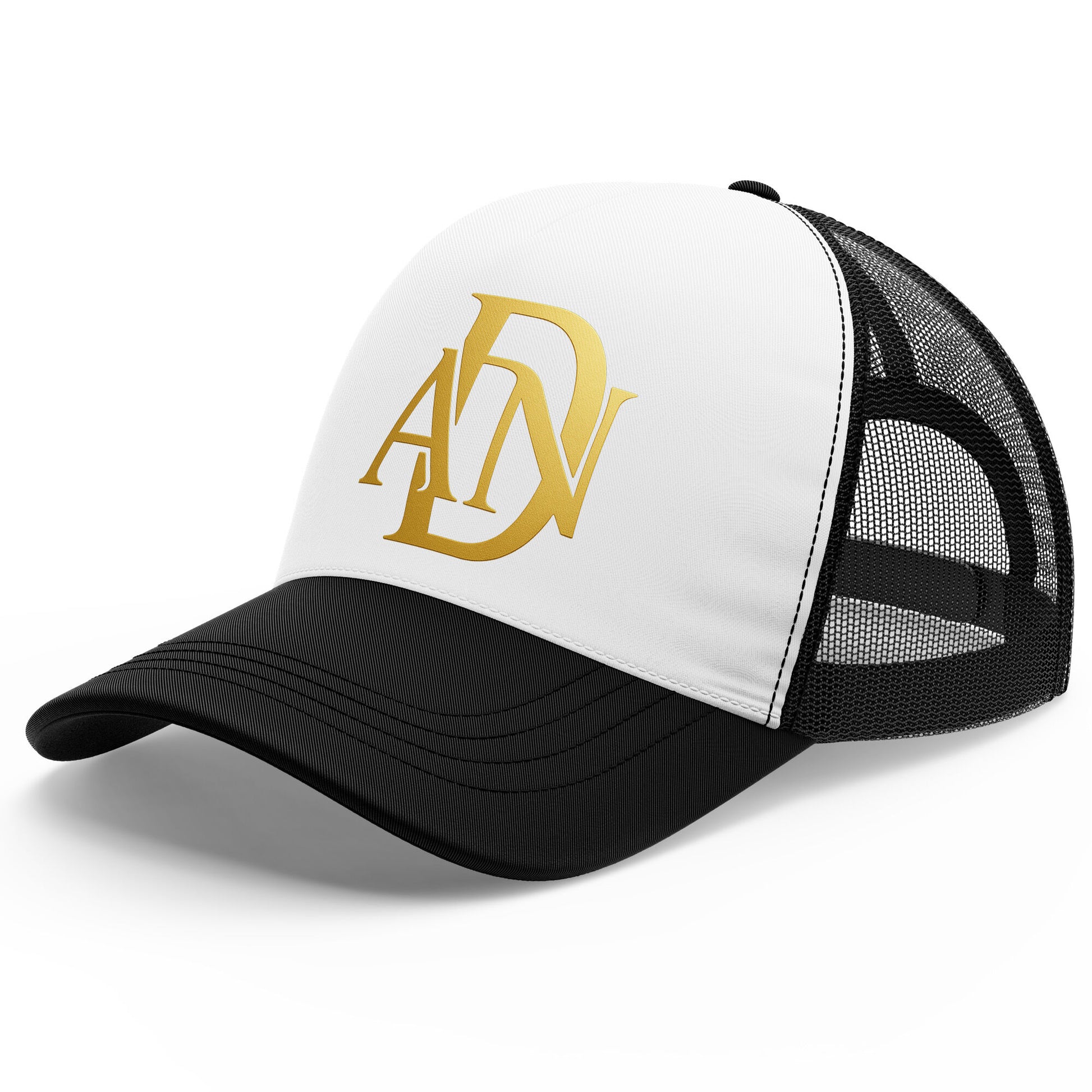Casquette ADN Heritage – filet respirant, visière coton, ajustable,blanc et noir