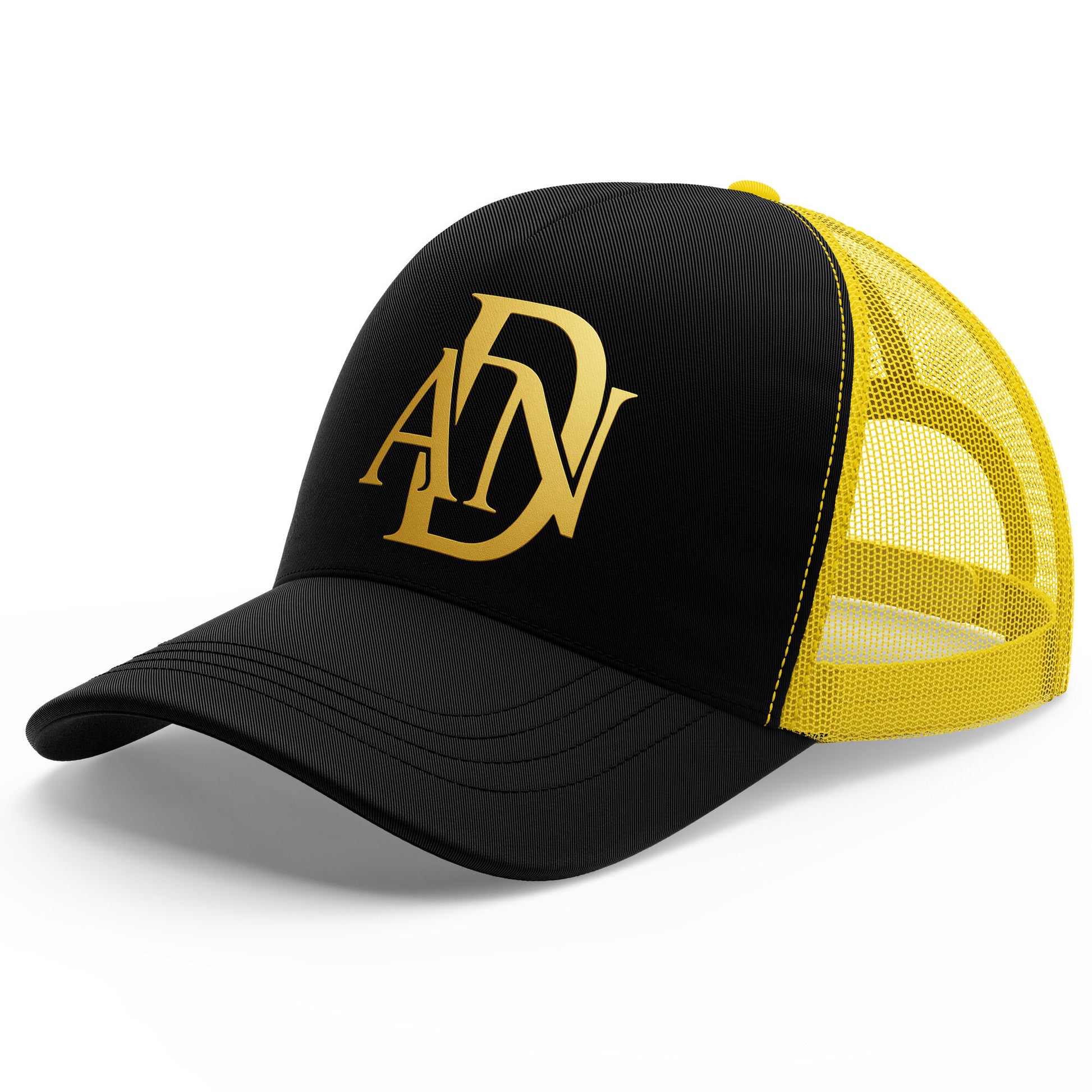 Casquette ADN Heritage – filet respirant, visière coton, ajustable, noir et or