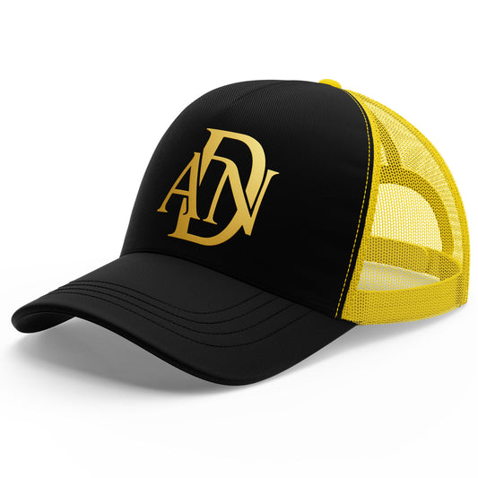 Casquette ADN Heritage – filet respirant, visière coton, ajustable, noir et or